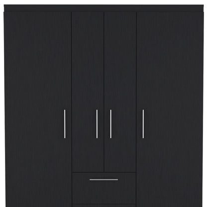 70" Black Wood Two Drawer Combo Dresser