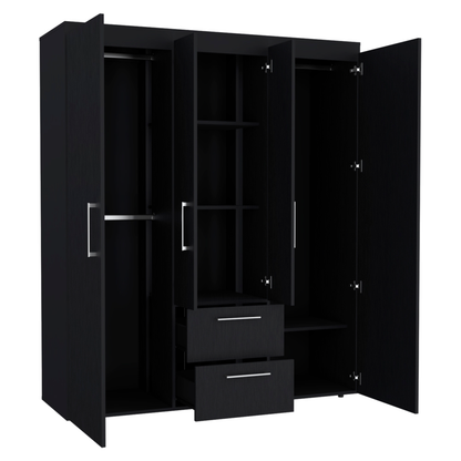 59" Black Two Drawer Combo Dresser