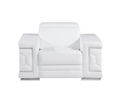 47" White And Silver Genuine Leather Club Chair