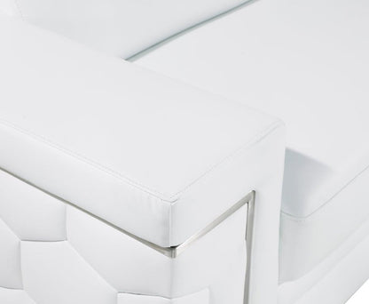 47" White And Silver Genuine Leather Club Chair