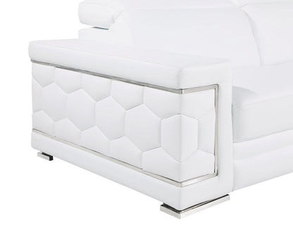 47" White And Silver Genuine Leather Club Chair