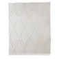 Ivory Geometric Twin Cotton Coverlet With Fringe
