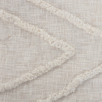 Ivory Geometric Queen Cotton Coverlet