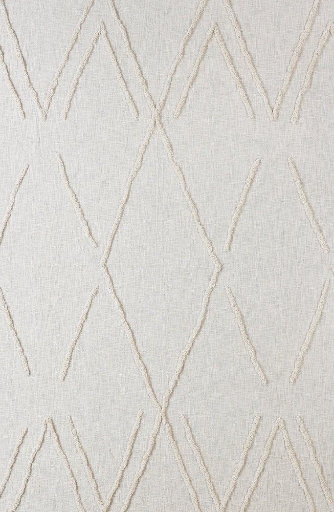 Ivory Geometric Queen Cotton Coverlet