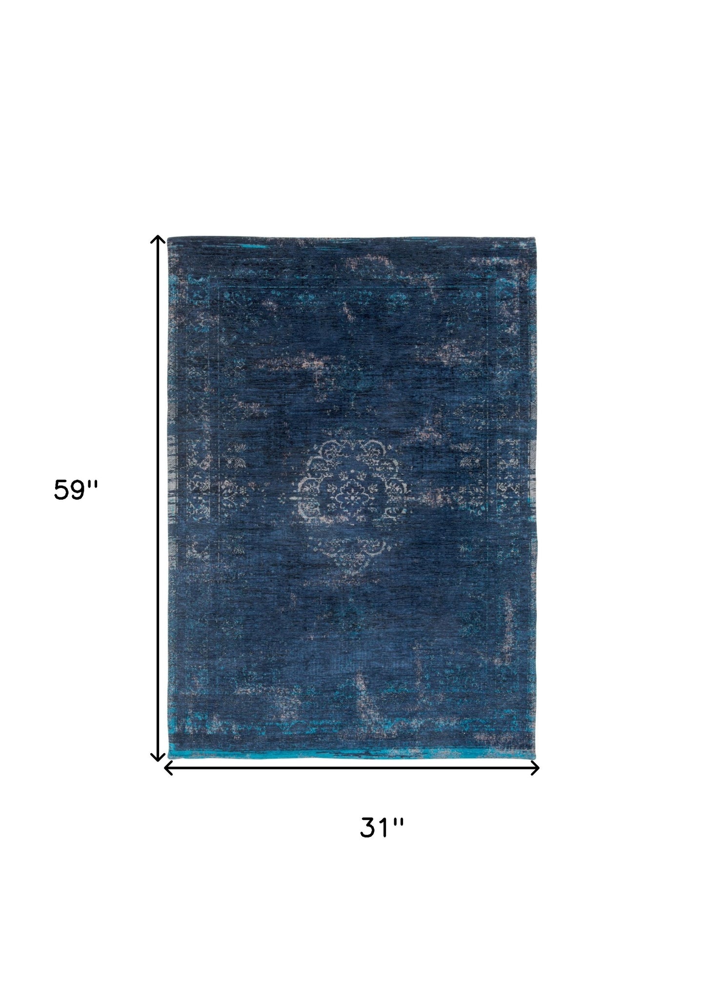 3' X 5' Blue and Gray Medallion Non Skid Area Rug