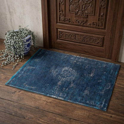 3' X 5' Blue and Gray Medallion Non Skid Area Rug