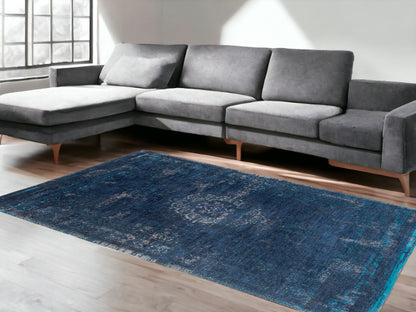 6' X 8' Blue and Gray Medallion Non Skid Area Rug