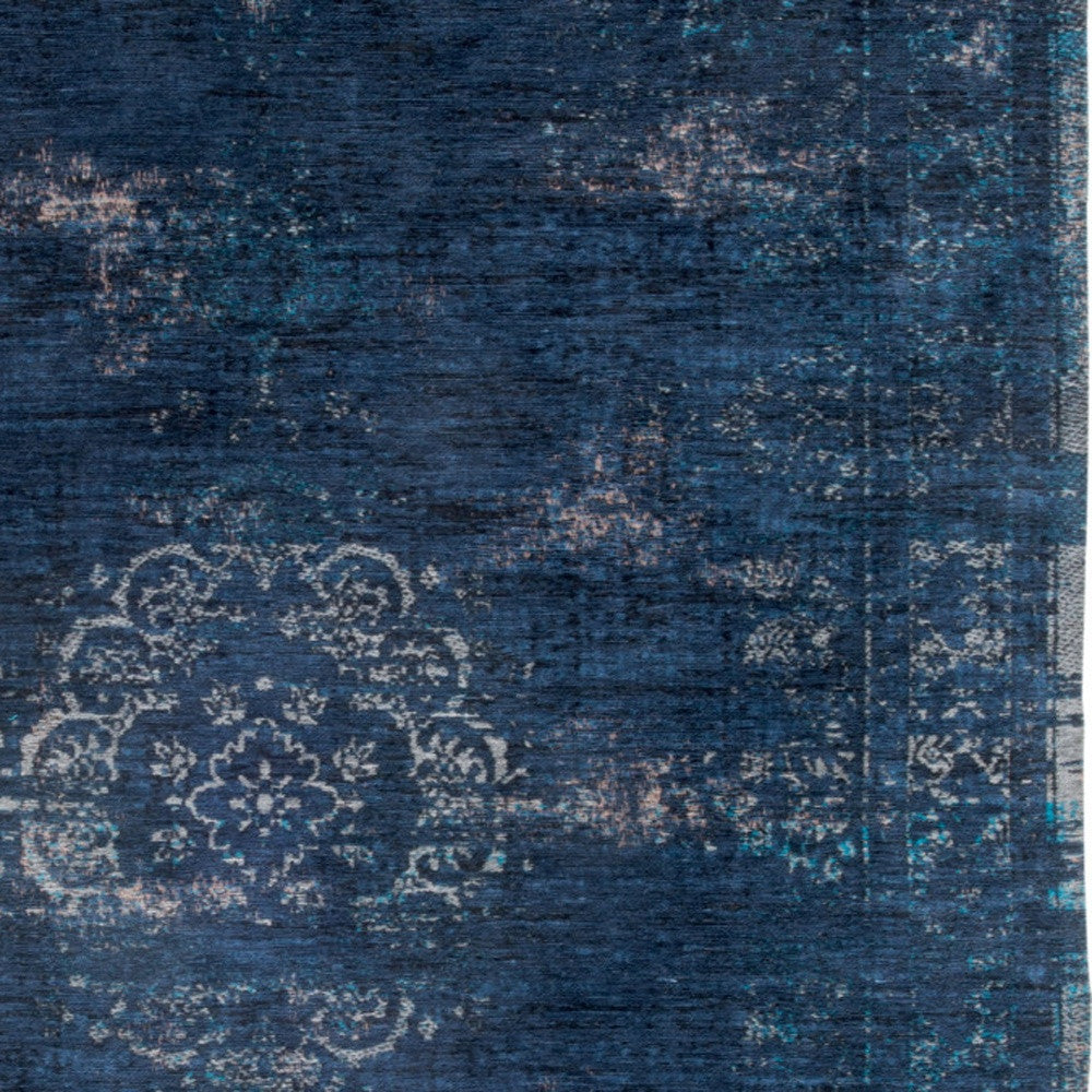 7' X 9' Blue and Gray Medallion Non Skid Area Rug