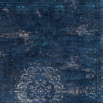 8' X 11' Blue and Gray Medallion Non Skid Area Rug