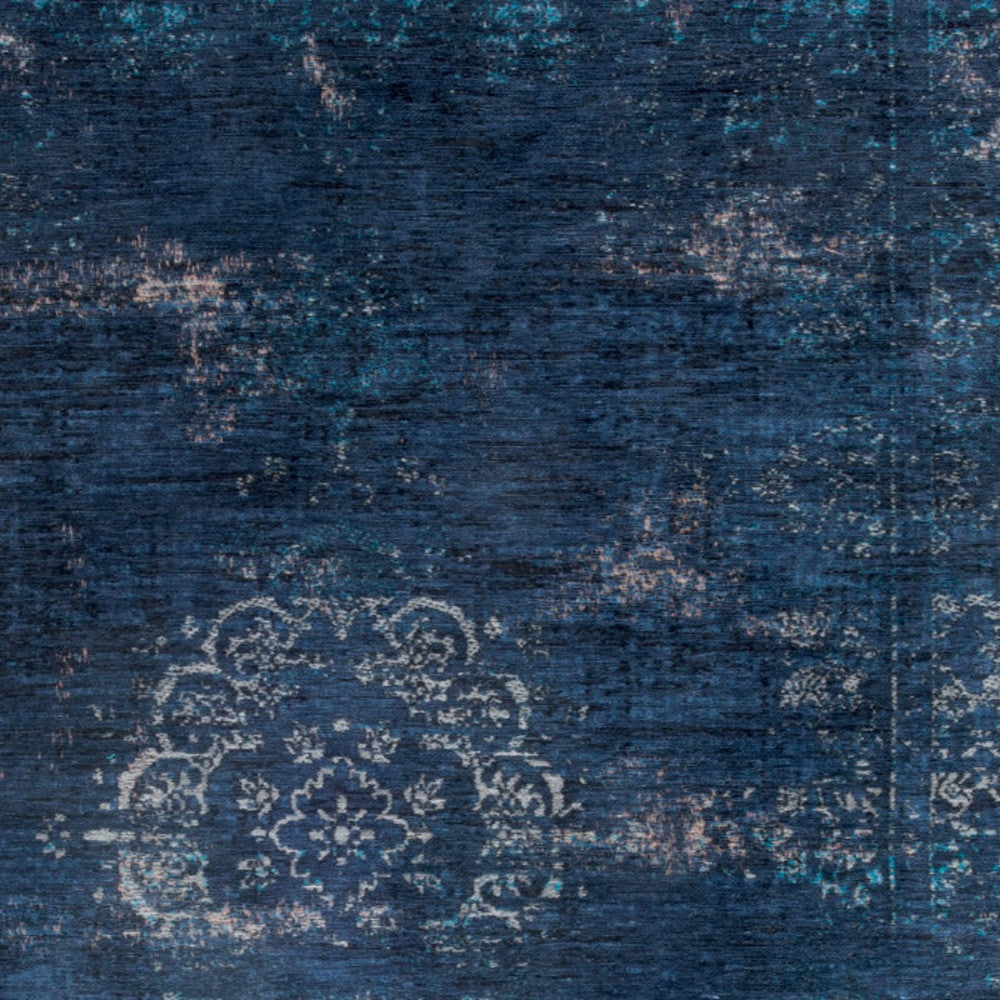 9' X 13' Blue and Gray Medallion Non Skid Area Rug