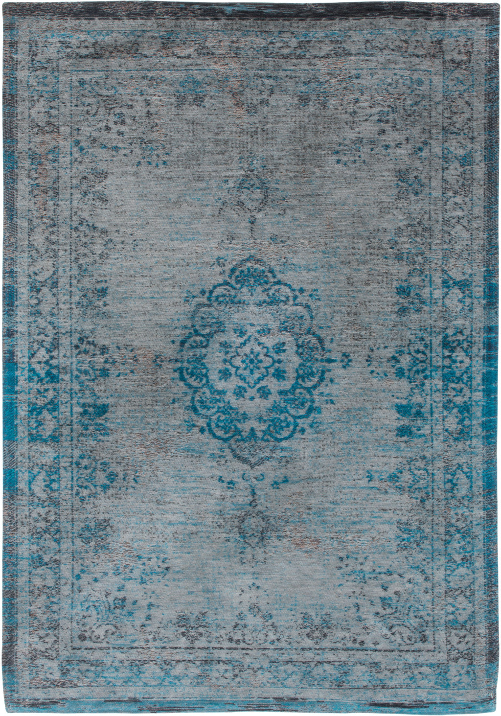 3' X 5' Gray and Green Medallion Non Skid Area Rug