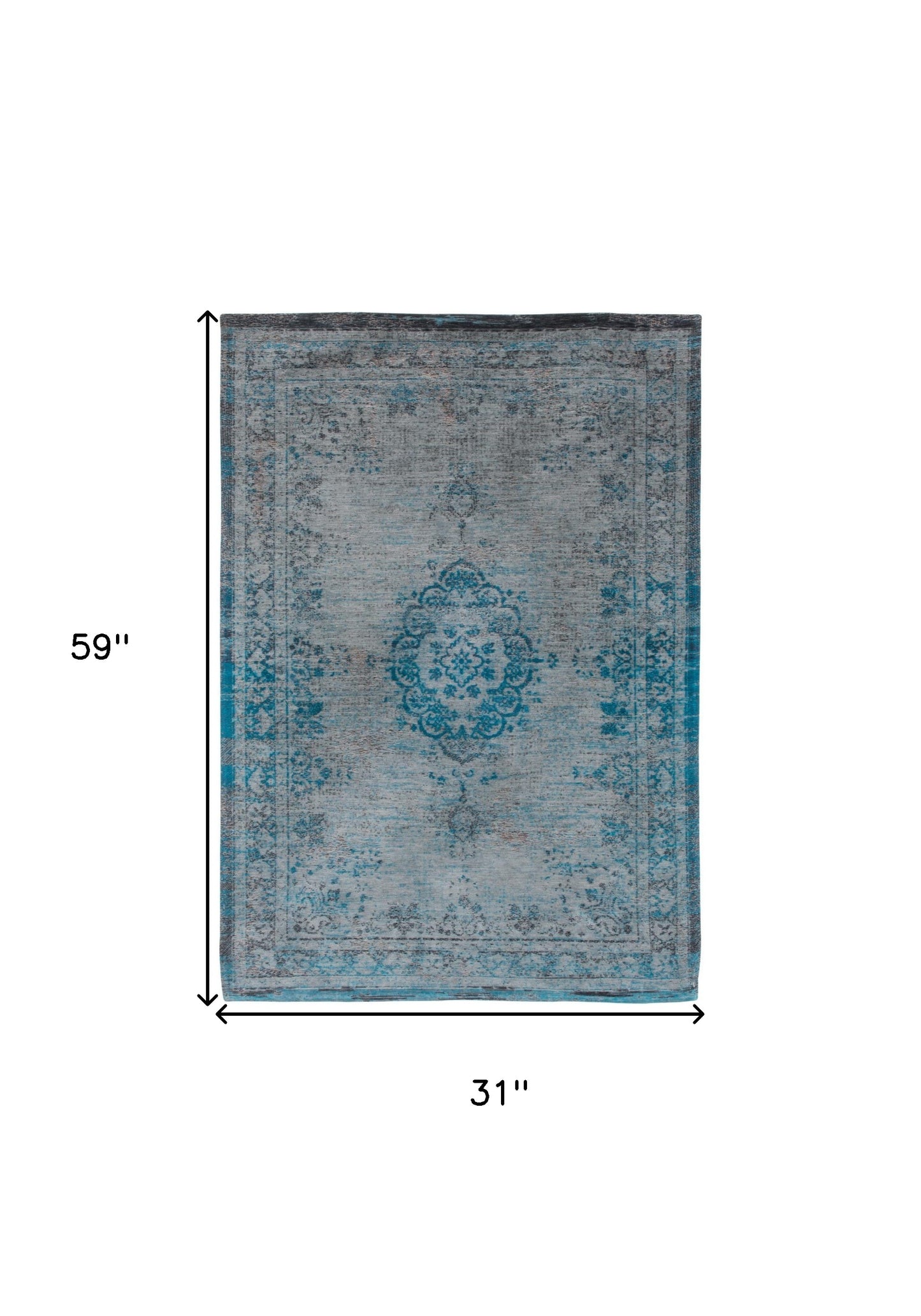 3' X 5' Gray and Green Medallion Non Skid Area Rug