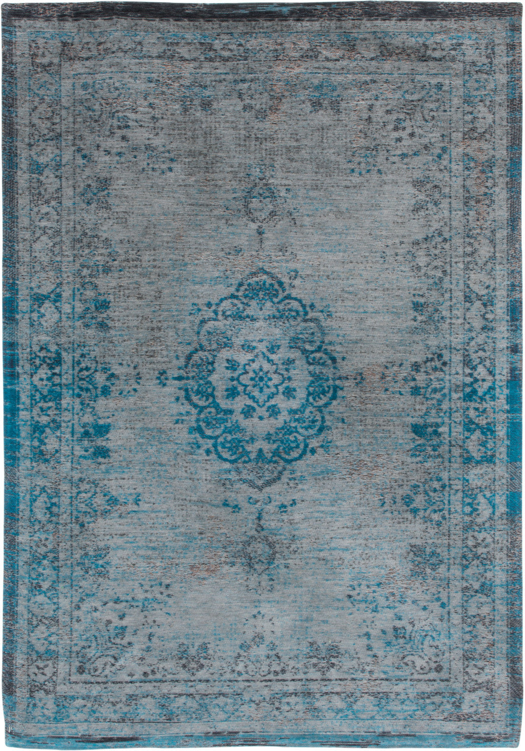 9' X 13' Gray and Green Medallion Non Skid Area Rug