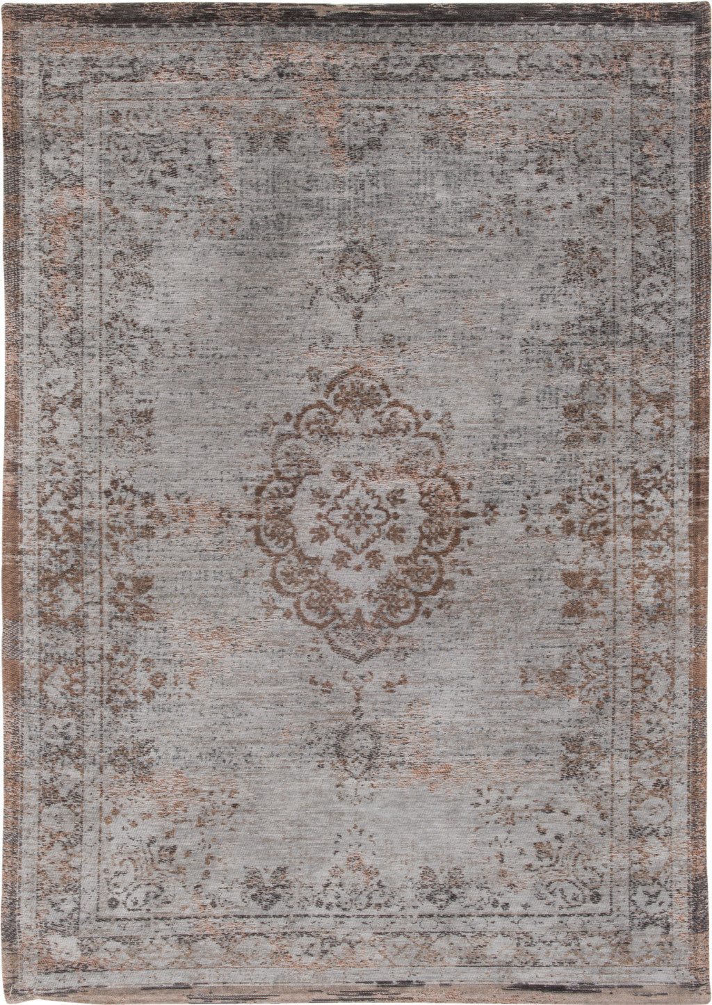 3' X 5' Gray and Beige Medallion Non Skid Area Rug