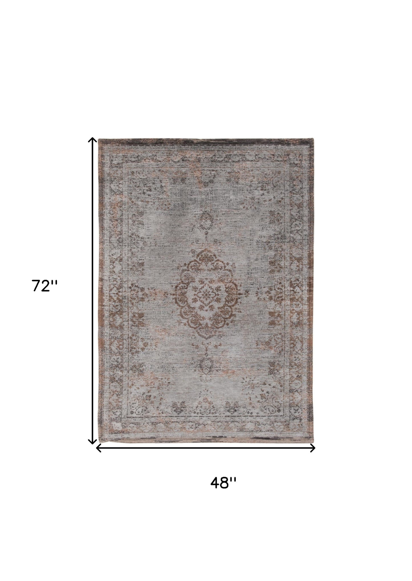 5' X 7' Gray and Beige Medallion Non Skid Area Rug