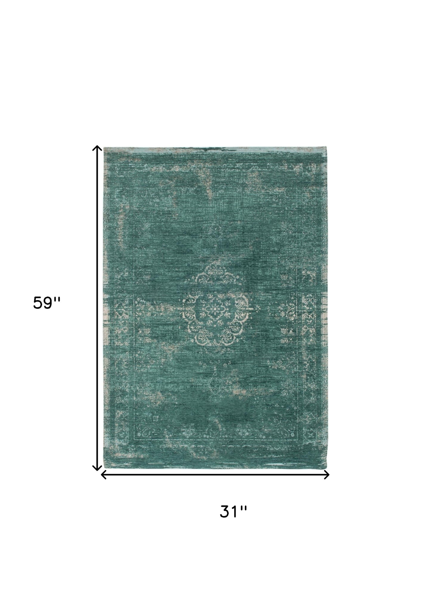 3' X 5' Gray and Green Medallion Non Skid Area Rug