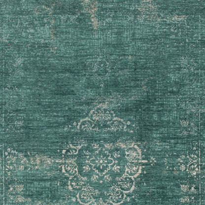 3' X 5' Gray and Green Medallion Non Skid Area Rug