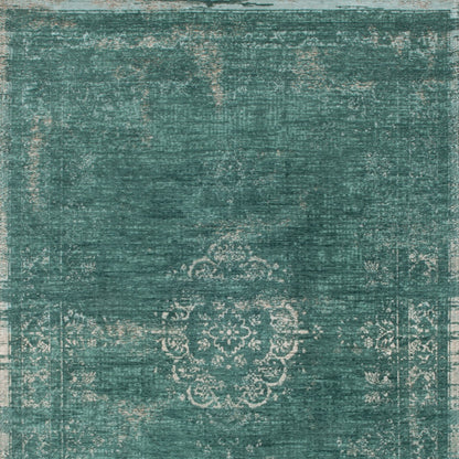 3' X 5' Gray and Green Medallion Non Skid Area Rug