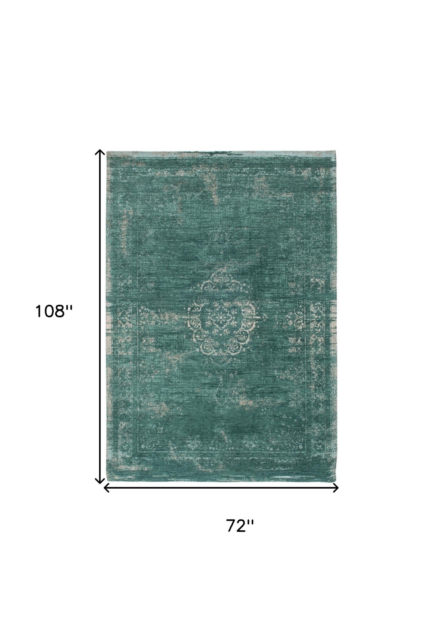 7' X 9' Gray and Green Medallion Non Skid Area Rug