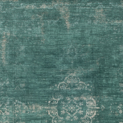 7' X 9' Gray and Green Medallion Non Skid Area Rug