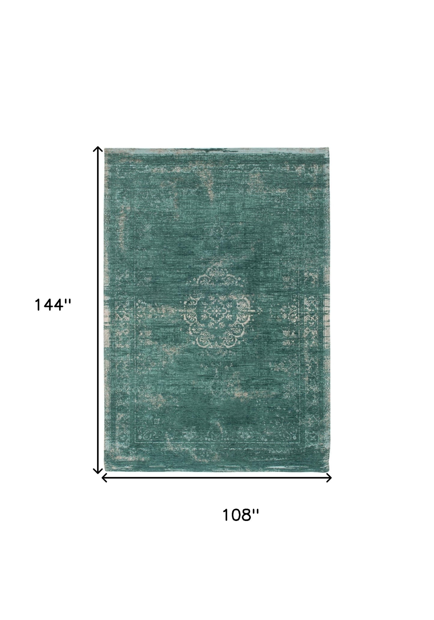 9' X 13' Gray and Green Medallion Non Skid Area Rug