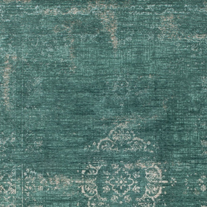 9' X 13' Gray and Green Medallion Non Skid Area Rug