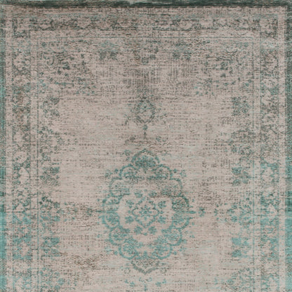 3' X 5' Gray and Green Medallion Non Skid Area Rug