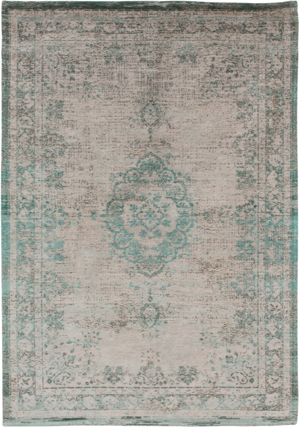 3' X 5' Gray and Green Medallion Non Skid Area Rug