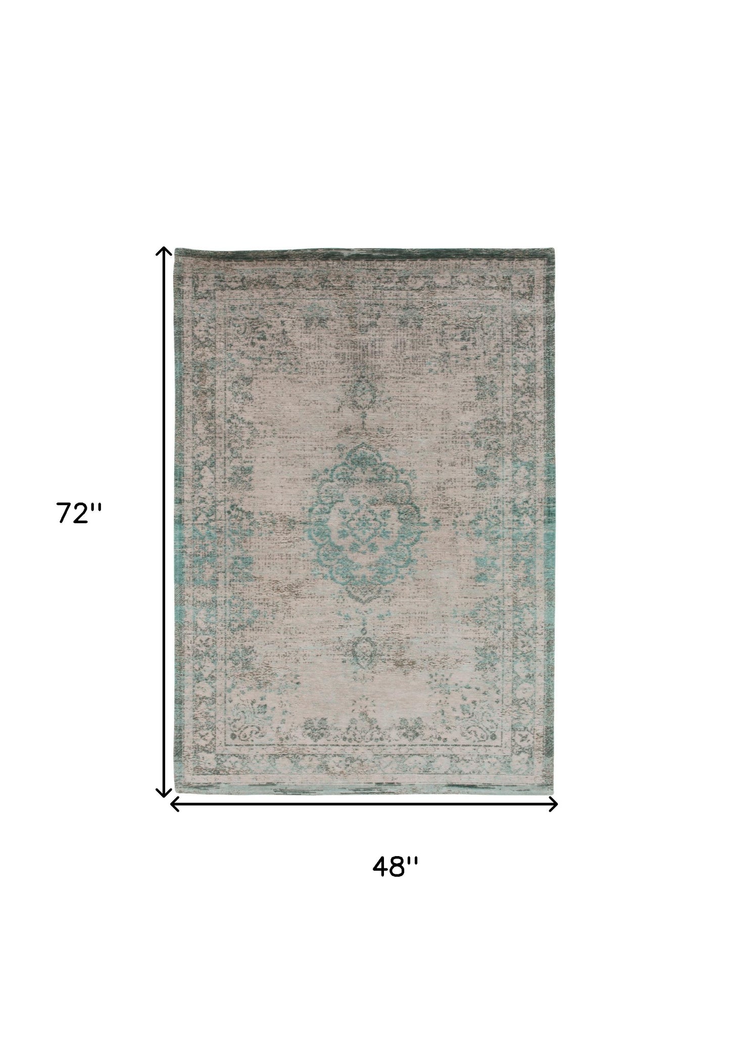 5' X 7' Gray and Green Medallion Non Skid Area Rug