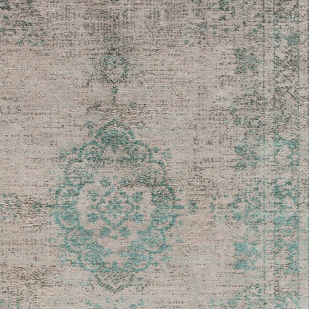 6' X 8' Gray and Green Medallion Non Skid Area Rug