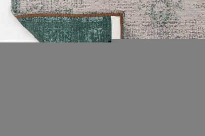 7' X 9' Gray and Green Medallion Non Skid Area Rug