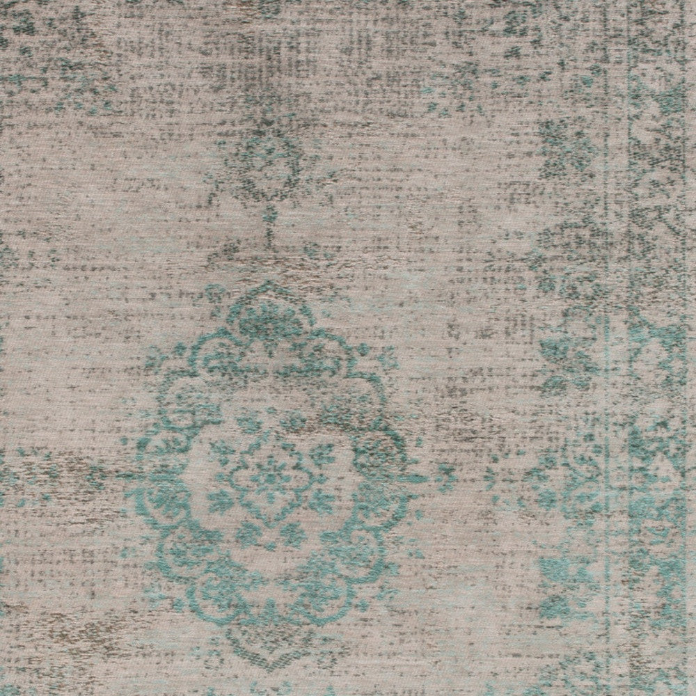 7' X 9' Gray and Green Medallion Non Skid Area Rug