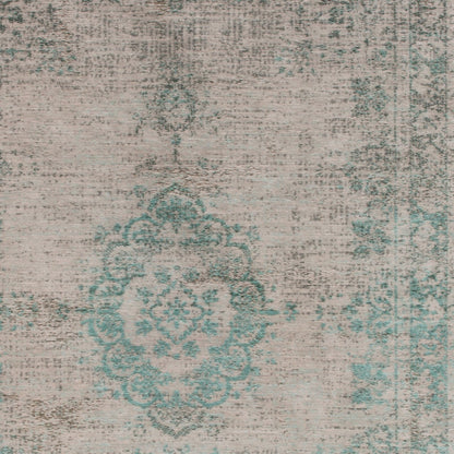 7' X 9' Gray and Green Medallion Non Skid Area Rug