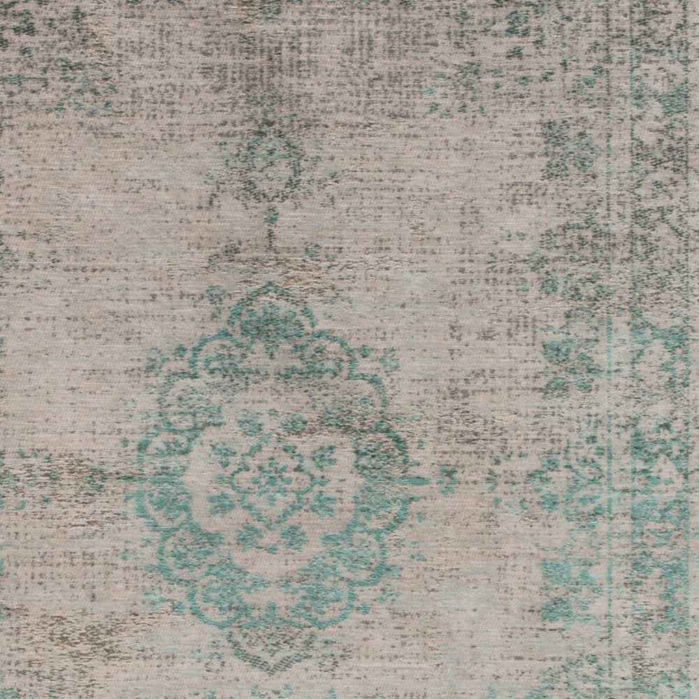 7' X 9' Gray and Green Medallion Non Skid Area Rug