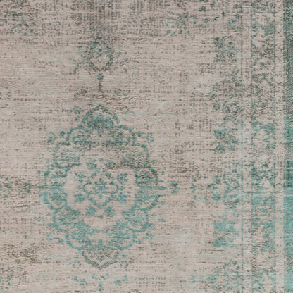 9' X 13' Gray and Green Medallion Non Skid Area Rug