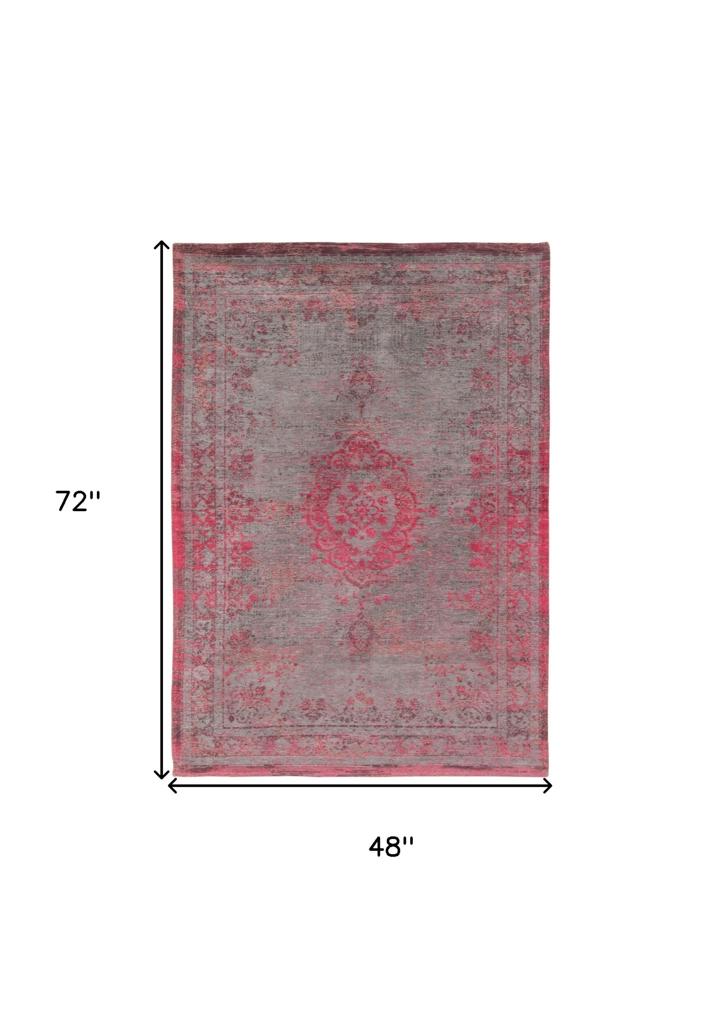 5' X 7' Gray and Pink Medallion Non Skid Area Rug