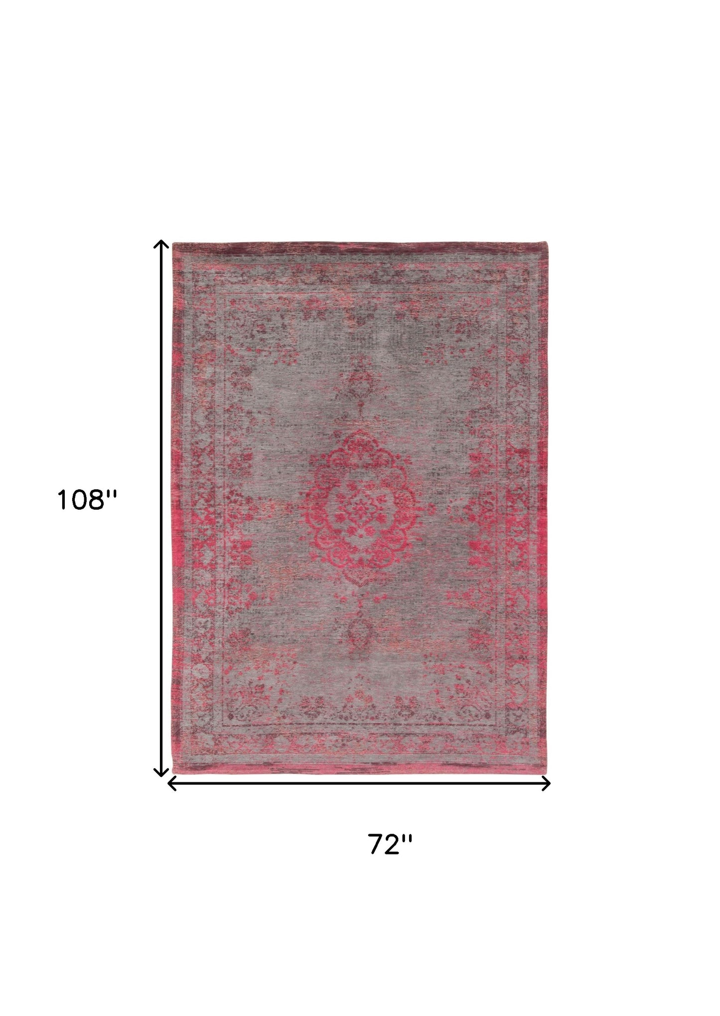 7' X 9' Gray and Pink Medallion Non Skid Area Rug