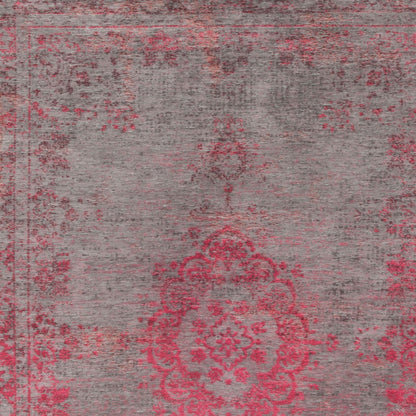 7' X 9' Gray and Pink Medallion Non Skid Area Rug