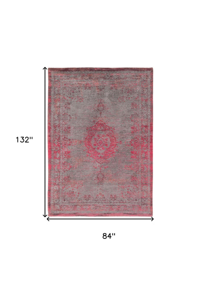 8' X 11' Gray and Pink Medallion Non Skid Area Rug