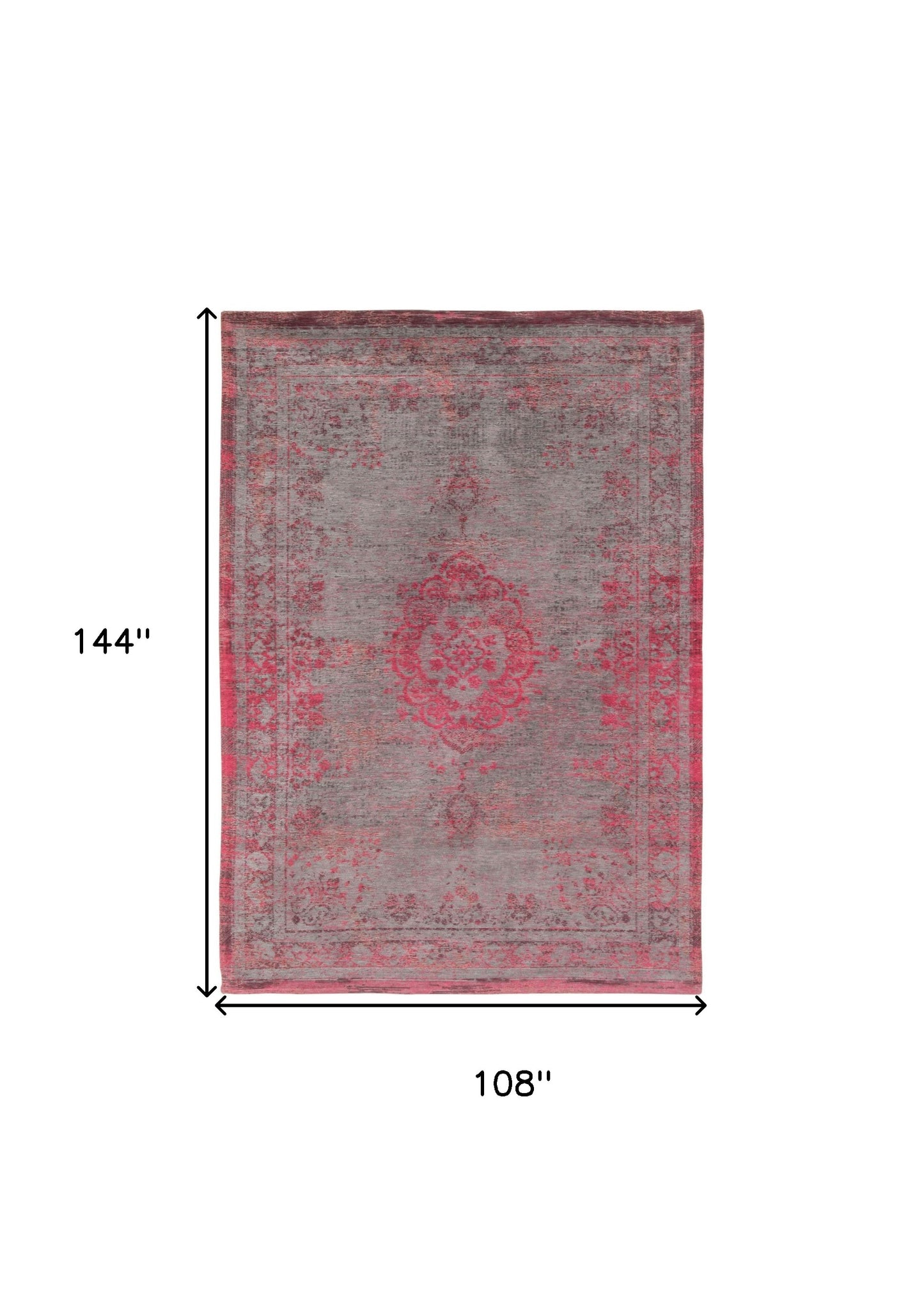 9' X 13' Gray and Pink Medallion Non Skid Area Rug