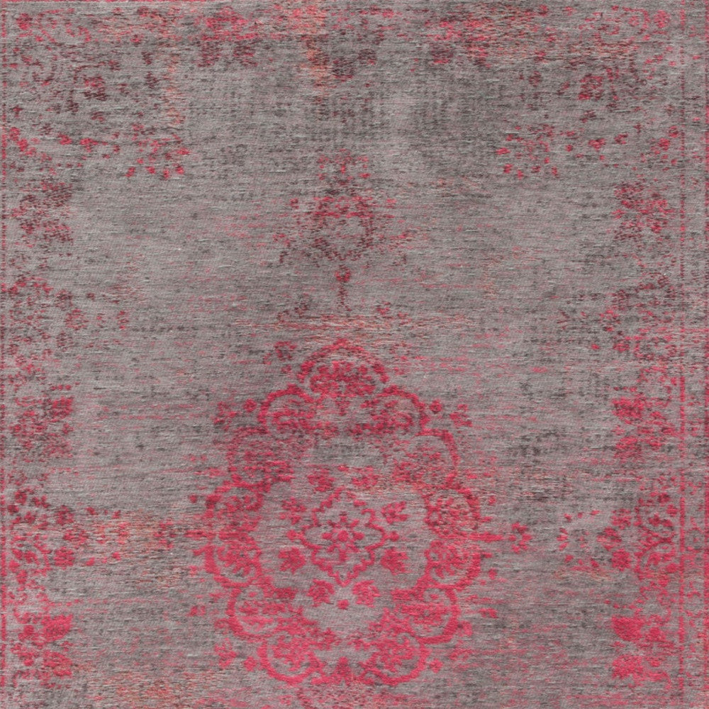 9' X 13' Gray and Pink Medallion Non Skid Area Rug