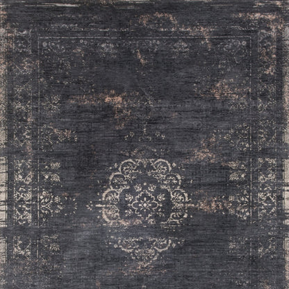 3' X 5' Gray and Black Medallion Non Skid Area Rug