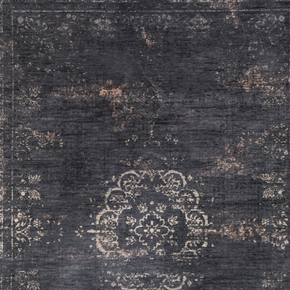 5' X 7' Gray and Black Medallion Non Skid Area Rug