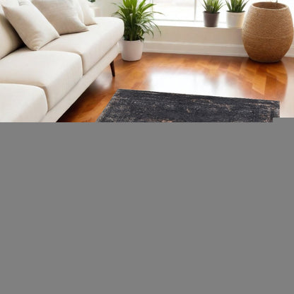 5' X 7' Gray and Black Medallion Non Skid Area Rug