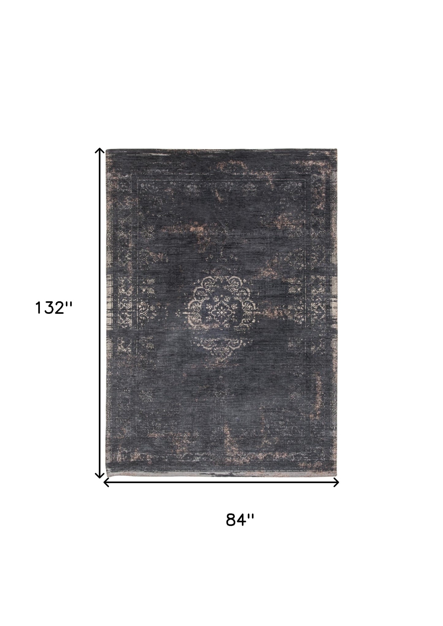 8' X 11' Gray and Black Medallion Non Skid Area Rug