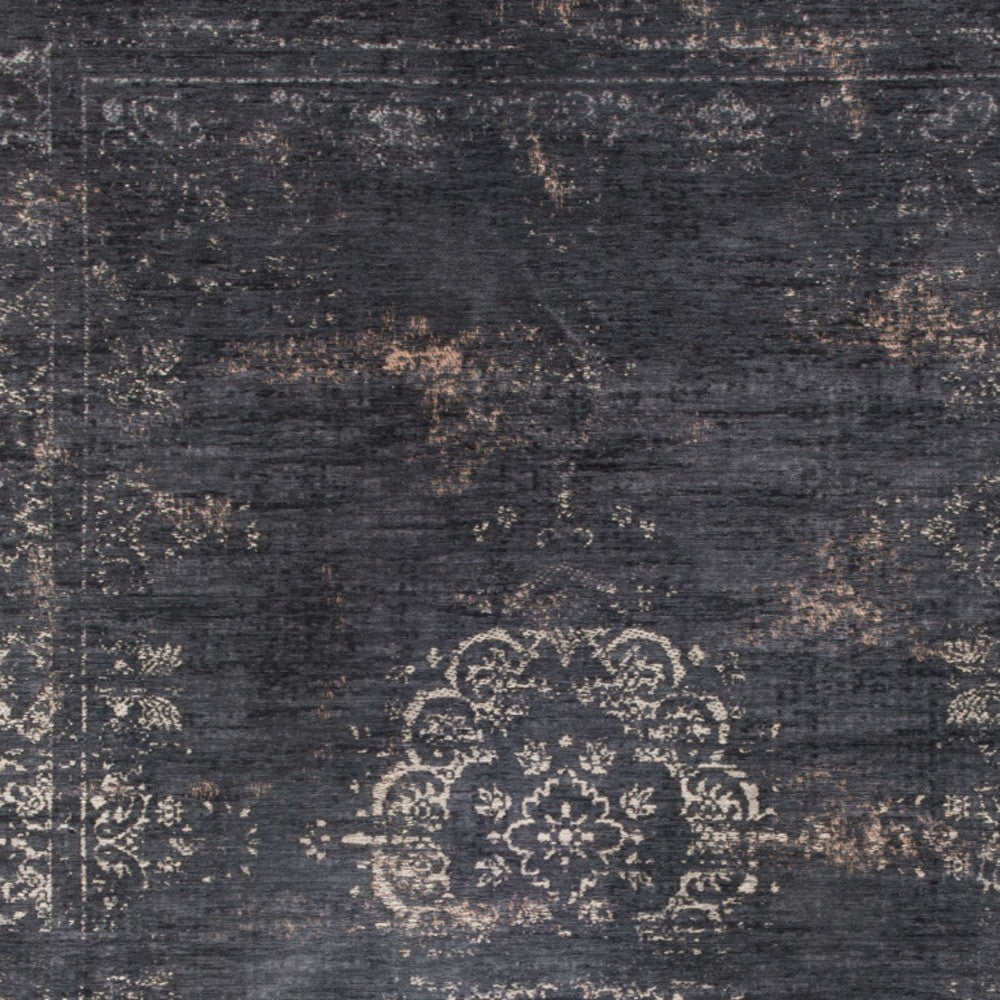 9' X 13' Gray and Black Medallion Non Skid Area Rug