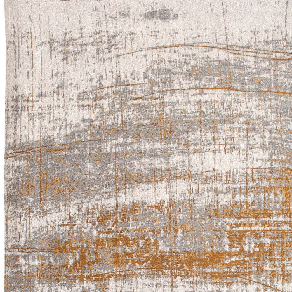 9' X 13' Gray and Gold Abstract Non Skid Area Rug