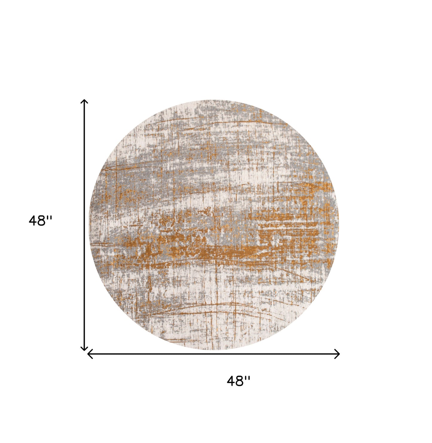 5' Gray and Gold Round Abstract Non Skid Area Rug