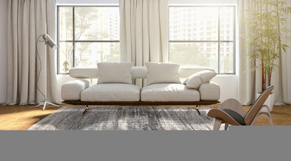 3' X 5' Gray and White Abstract Non Skid Area Rug
