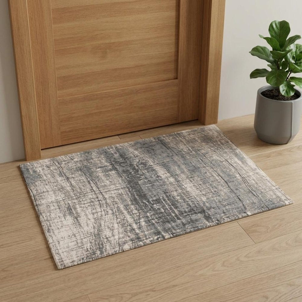 3' X 5' Gray and White Abstract Non Skid Area Rug
